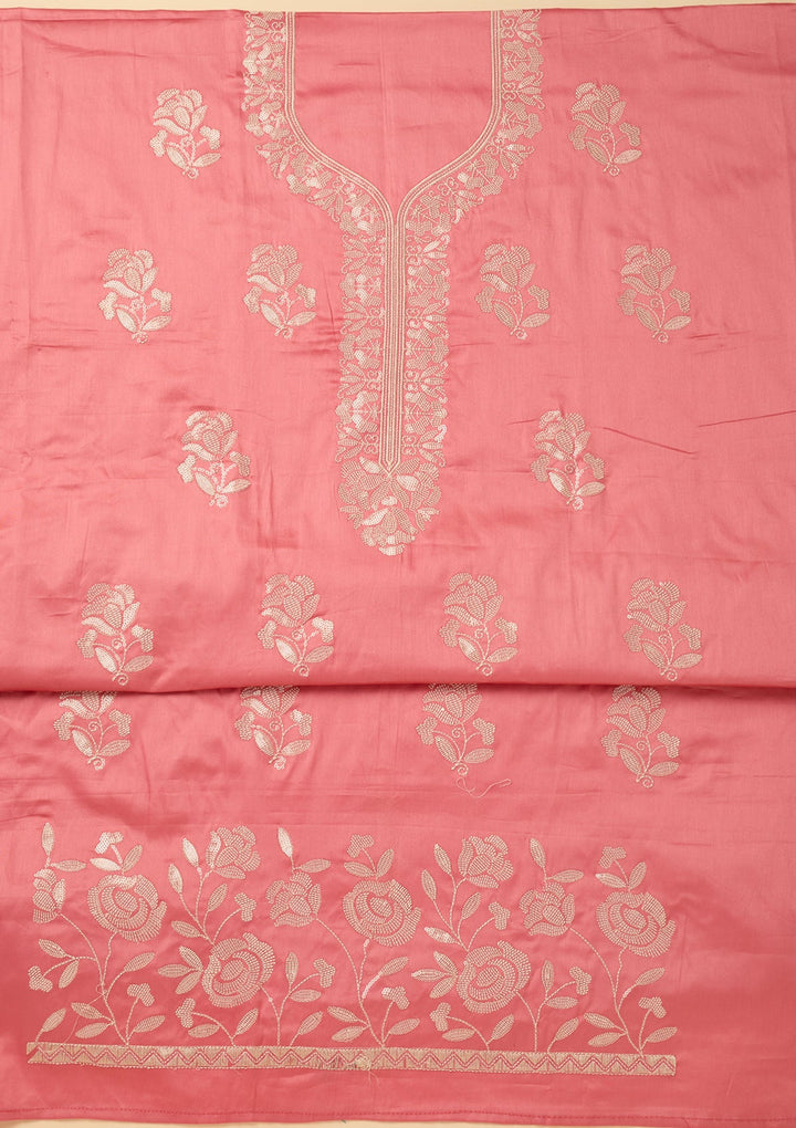 Gajari Pink Sequins Cotton Unstitched Salwar Suit