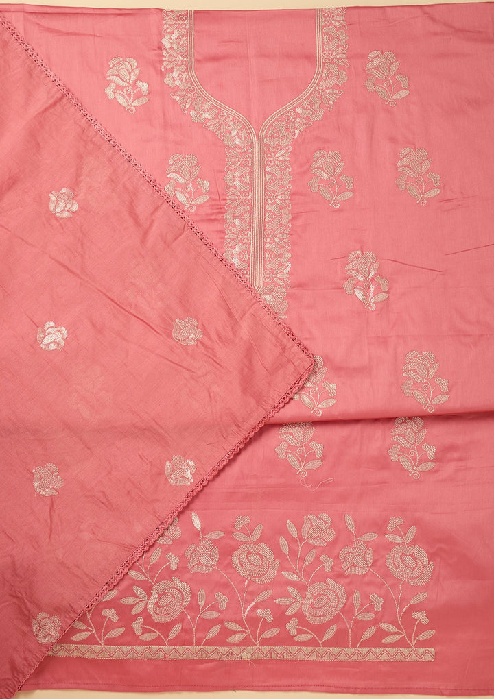 Gajari Pink Sequins Cotton Unstitched Salwar Suit