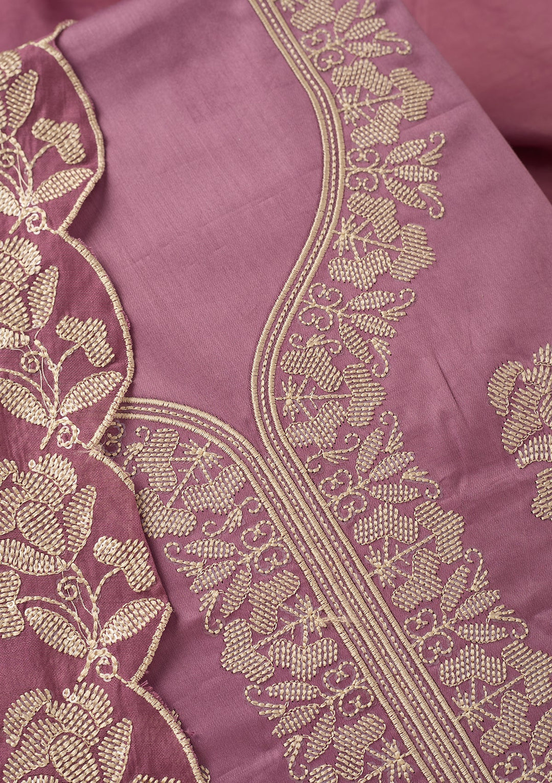 Lavender Sequins Cotton Unstitched Salwar Suit