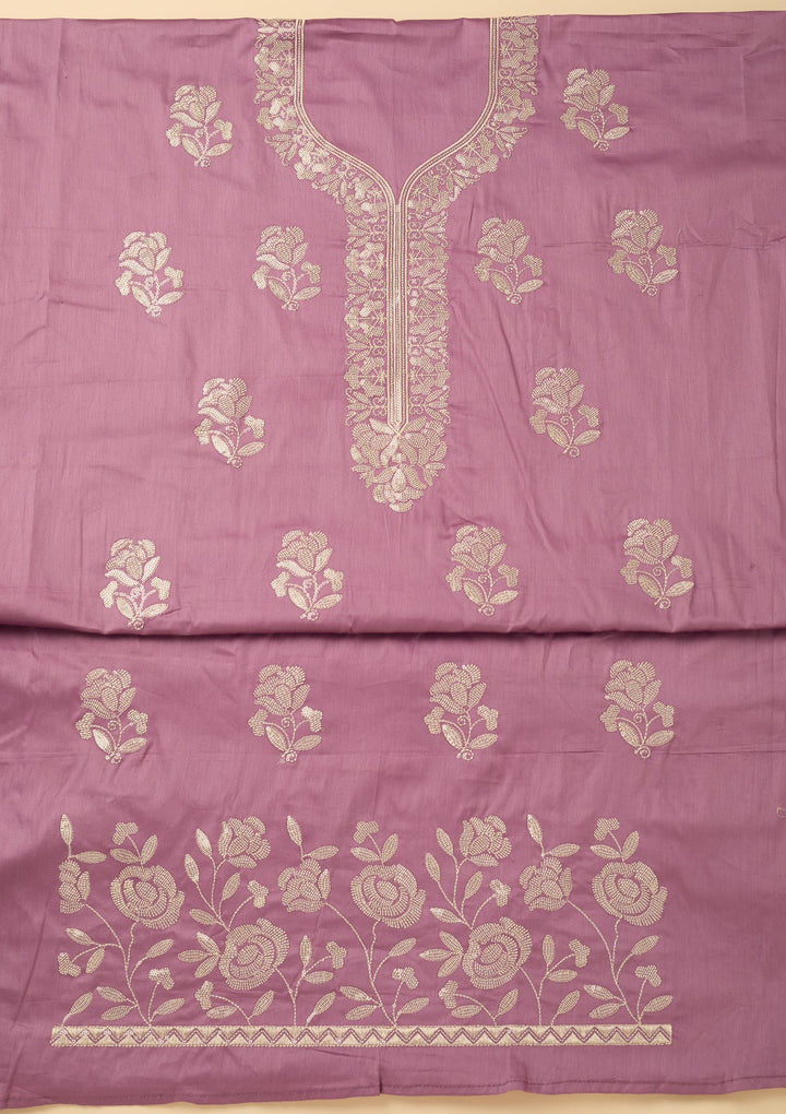 Lavender Sequins Cotton Unstitched Salwar Suit