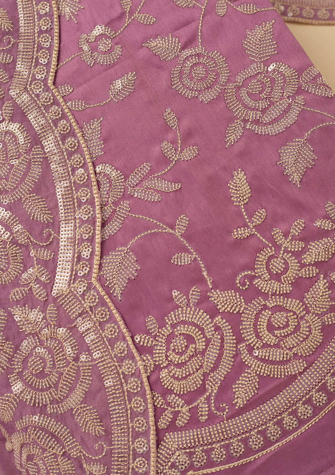 Lavender Sequins Cotton Unstitched Salwar Suit