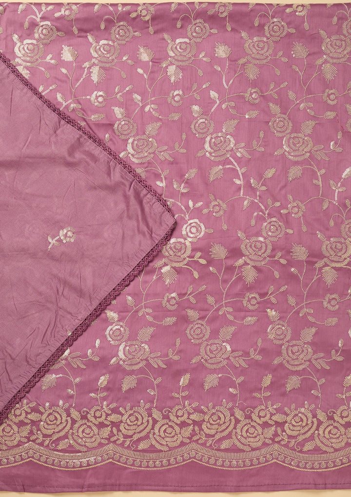 Lavender Sequins Cotton Unstitched Salwar Suit