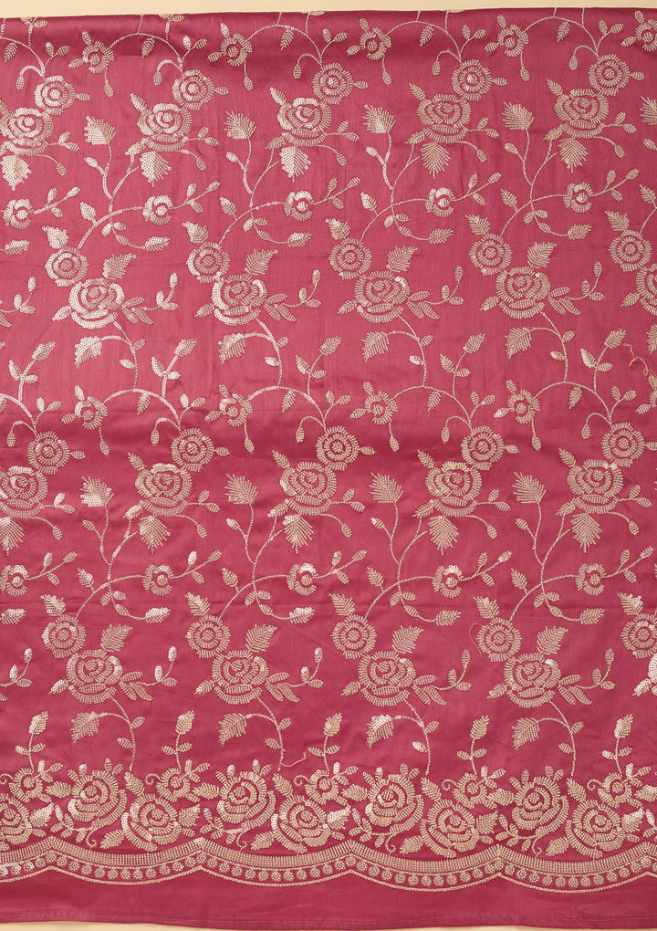 Onion Pink Sequins Cotton Unstitched Salwar Suit