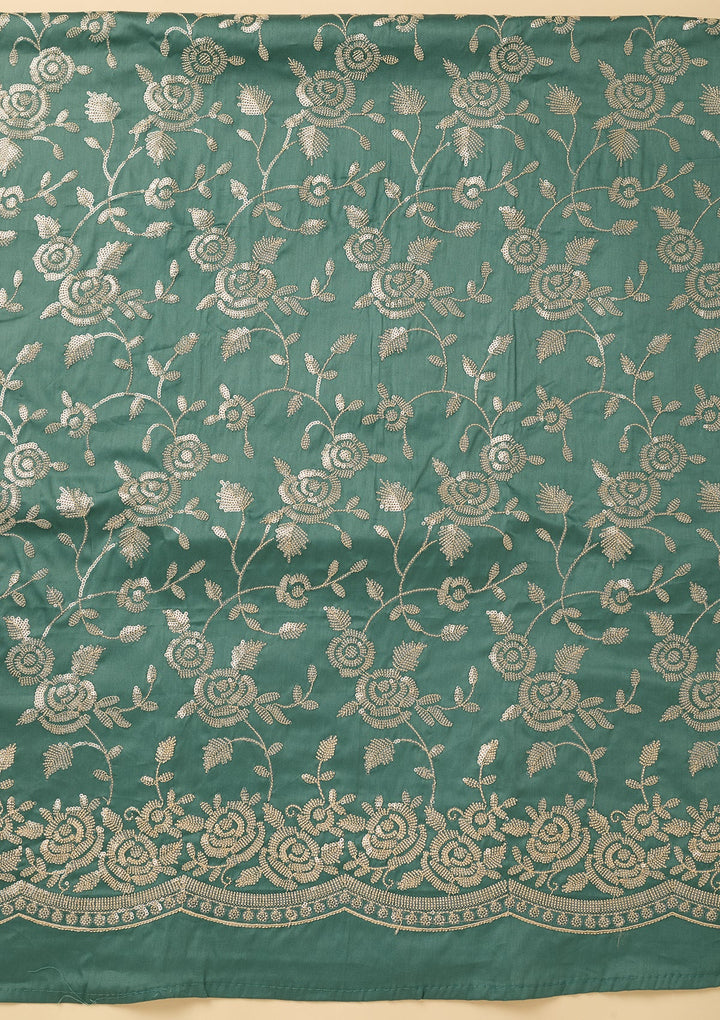 Sea Green Sequins Cotton Unstitched Salwar Suit