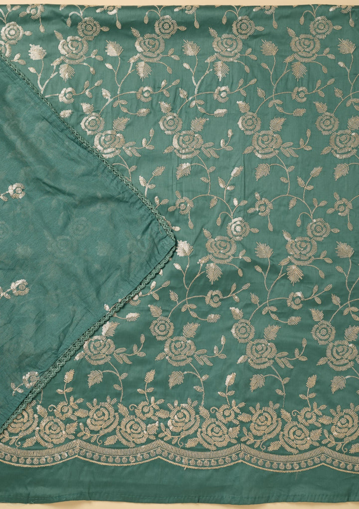 Sea Green Sequins Cotton Unstitched Salwar Suit