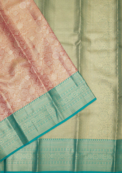 Baby Pink Zariwork Pure Silk Saree-Koskii