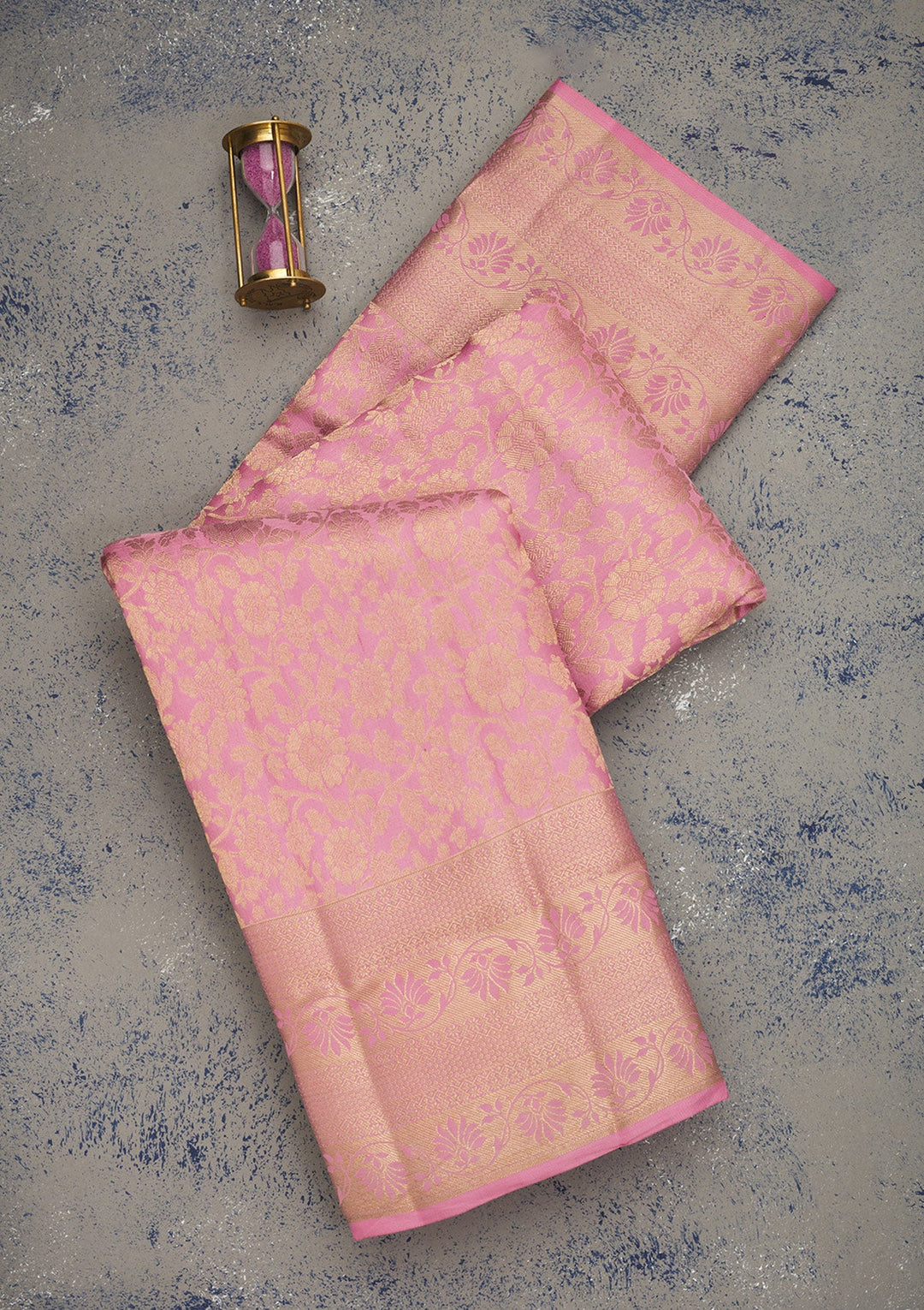 Baby Pink Zariwork Pure Silk Saree-Koskii