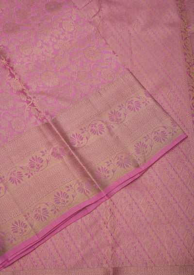 Baby Pink Zariwork Pure Silk Saree-Koskii