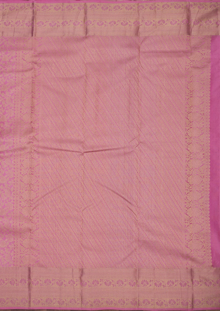 Baby Pink Zariwork Pure Silk Saree-Koskii
