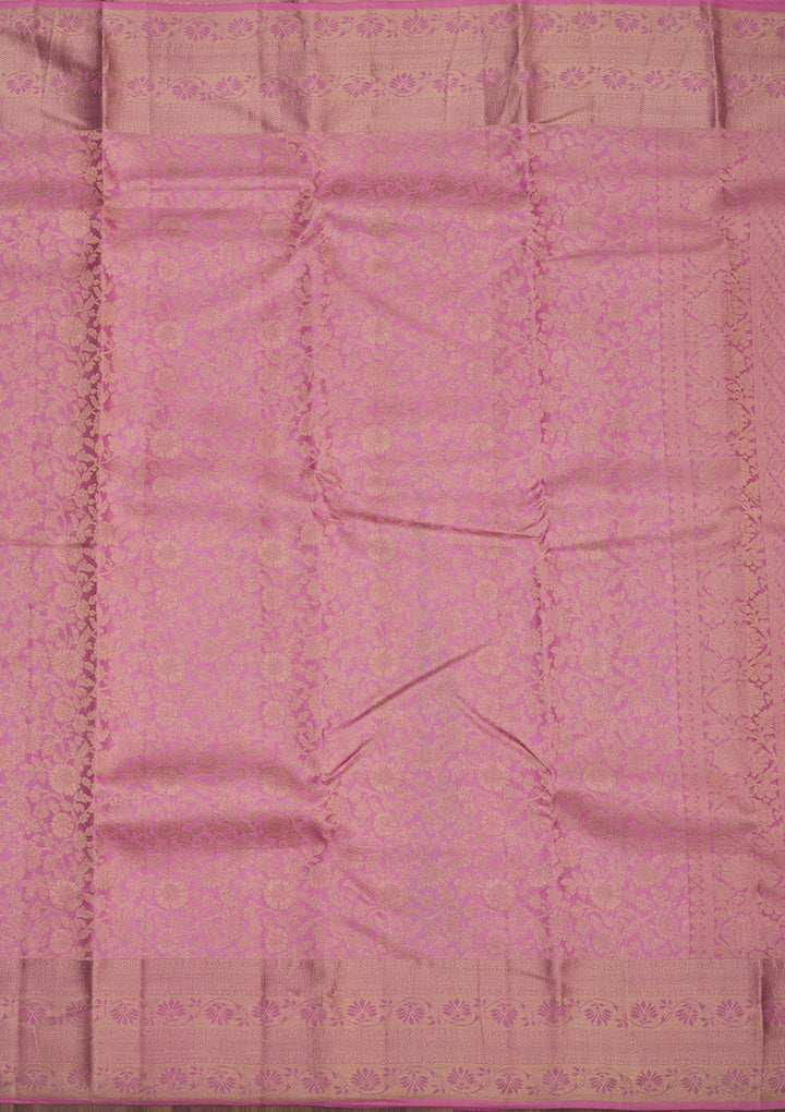 Baby Pink Zariwork Pure Silk Saree-Koskii