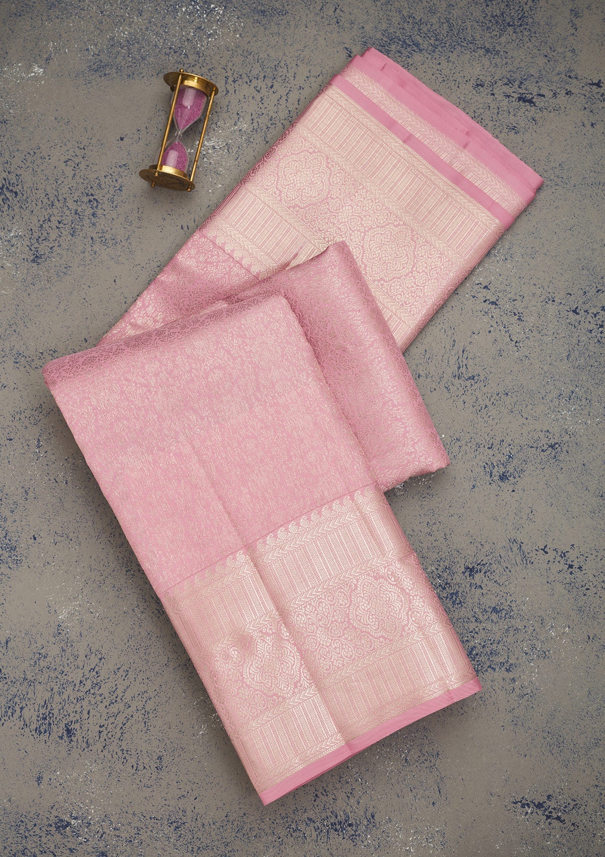 Baby Pink Zariwork Pure Silk Saree-Koskii