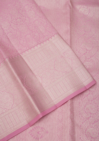 Baby Pink Zariwork Pure Silk Saree-Koskii