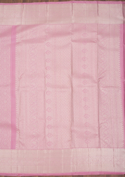 Baby Pink Zariwork Pure Silk Saree-Koskii