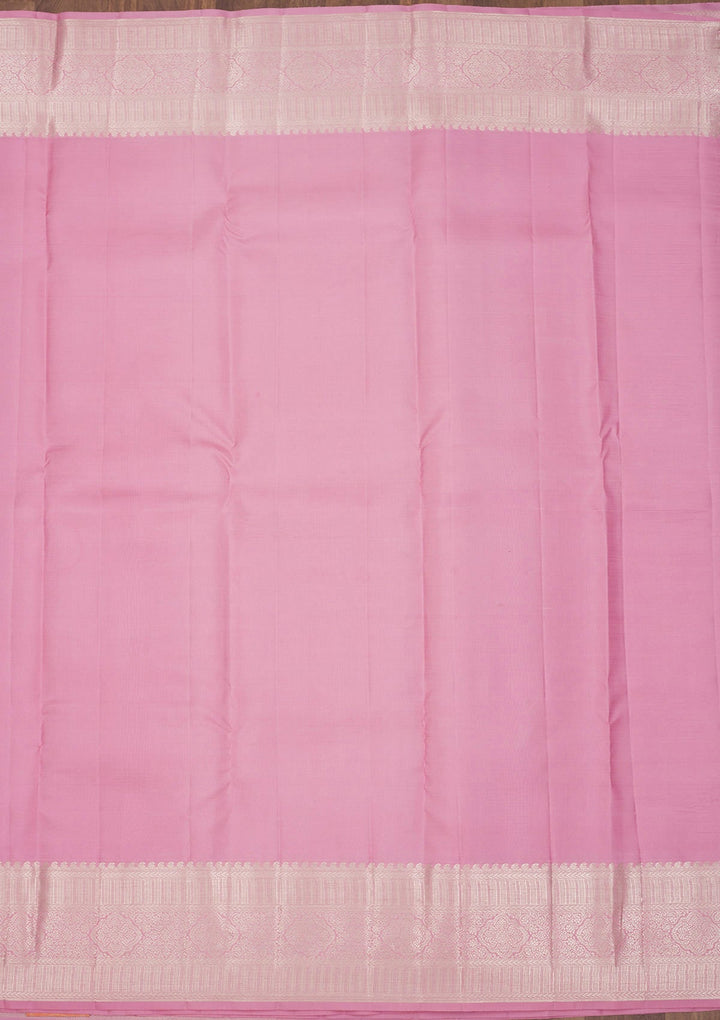 Baby Pink Zariwork Pure Silk Saree-Koskii