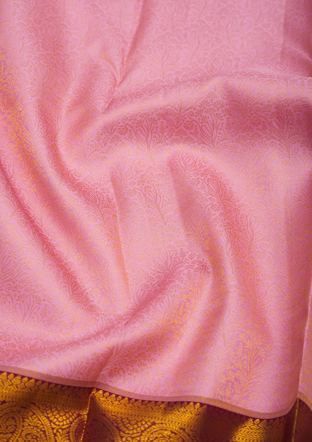 Baby Pink Zariwork Pure Silk Saree-Koskii