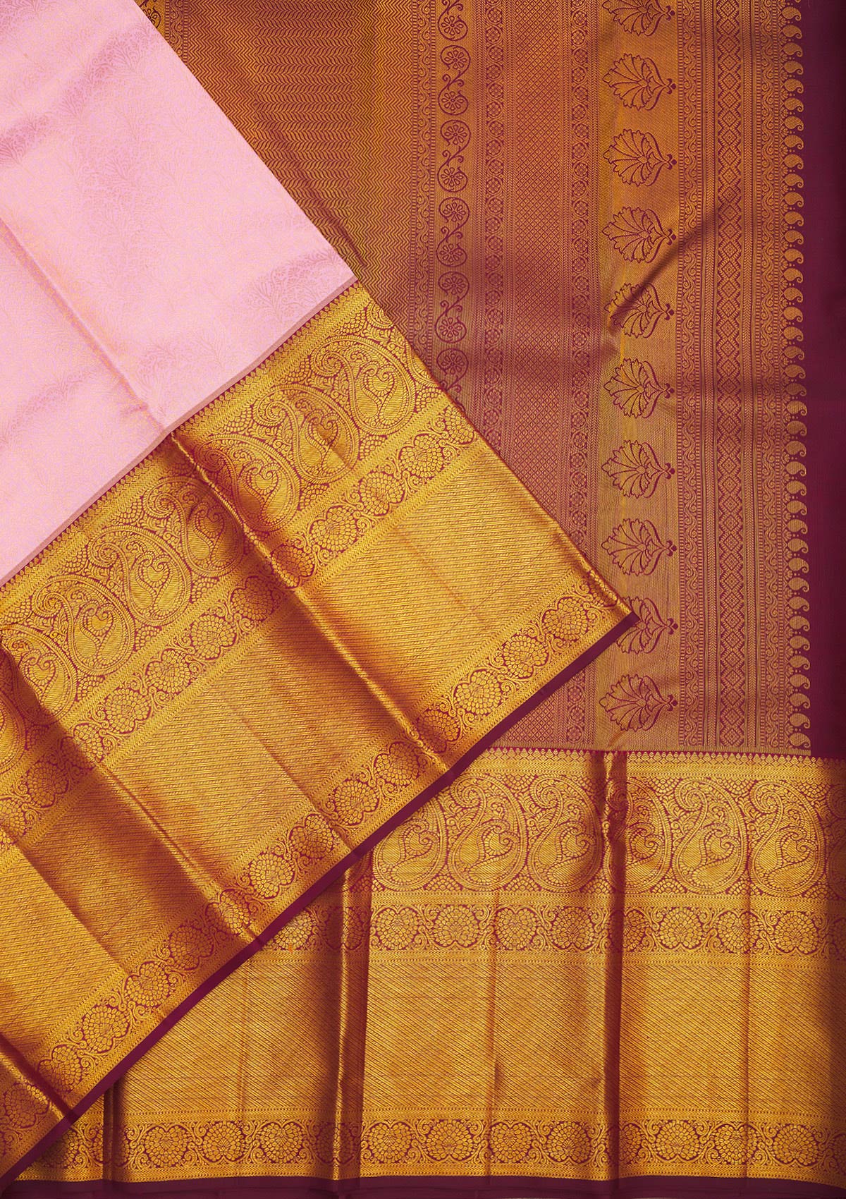 Baby Pink Zariwork Pure Silk Saree-Koskii