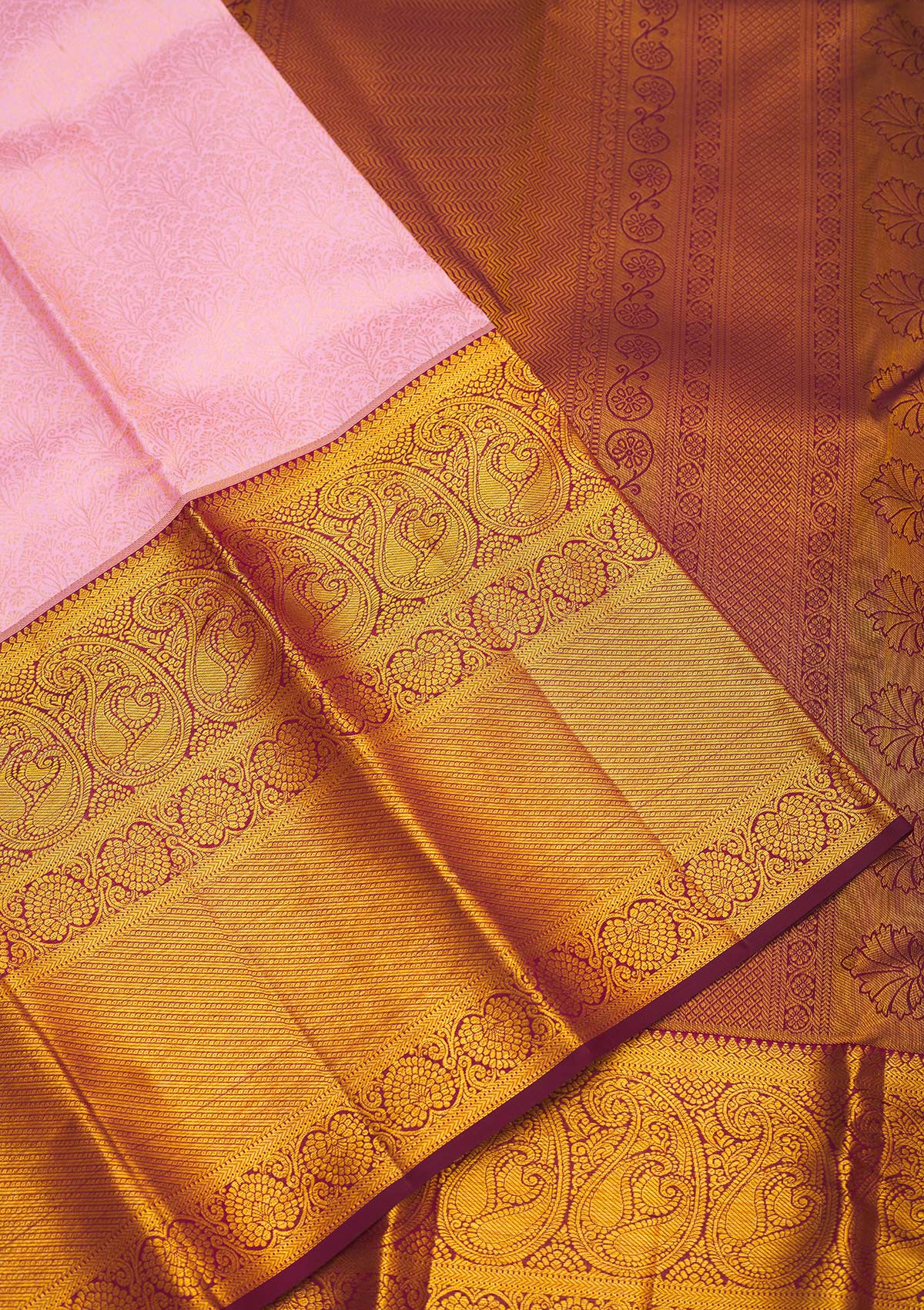 Baby Pink Zariwork Pure Silk Saree-Koskii