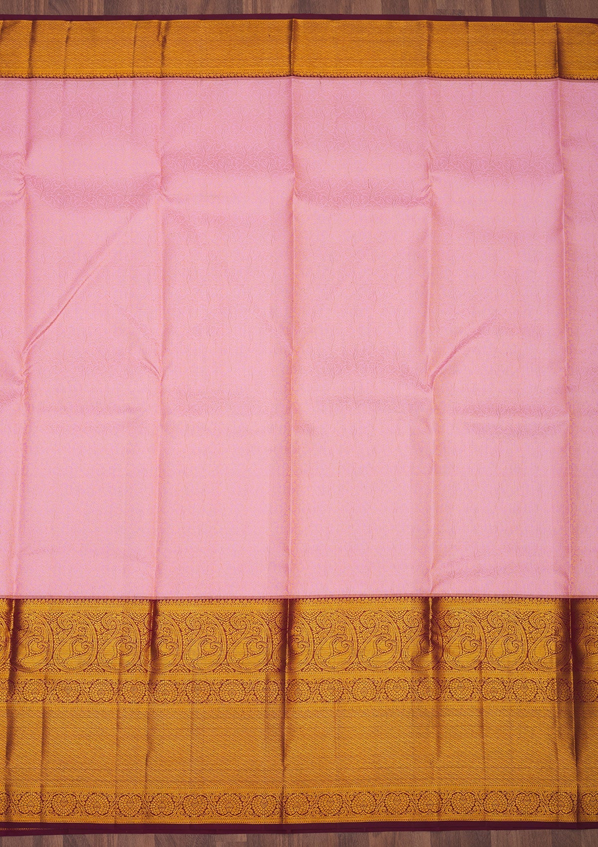 Baby Pink Zariwork Pure Silk Saree-Koskii