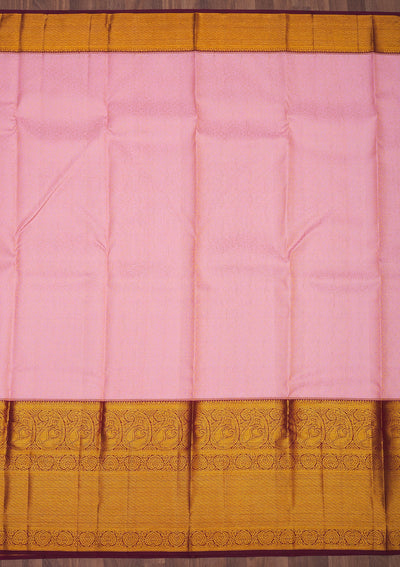 Baby Pink Zariwork Pure Silk Saree-Koskii