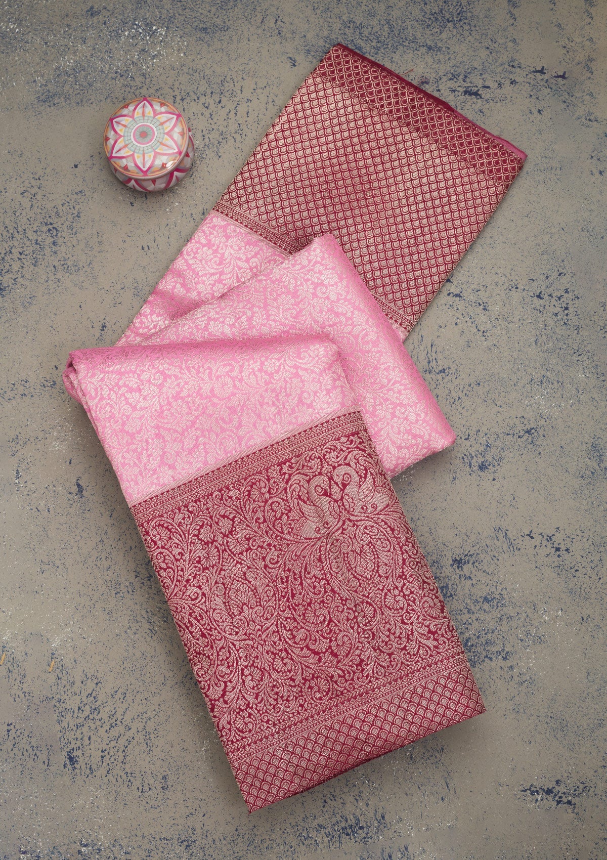 Baby Pink Zariwork Pure Silk Saree-Koskii