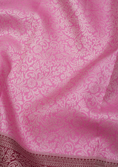 Baby Pink Zariwork Pure Silk Saree-Koskii