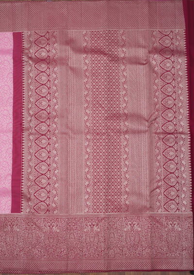 Baby Pink Zariwork Pure Silk Saree-Koskii