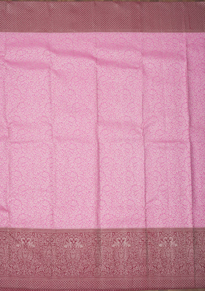 Baby Pink Zariwork Pure Silk Saree-Koskii