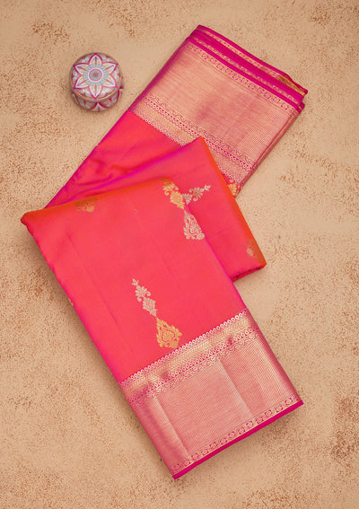 Baby Pink Zariwork Pure Silk Saree-Koskii