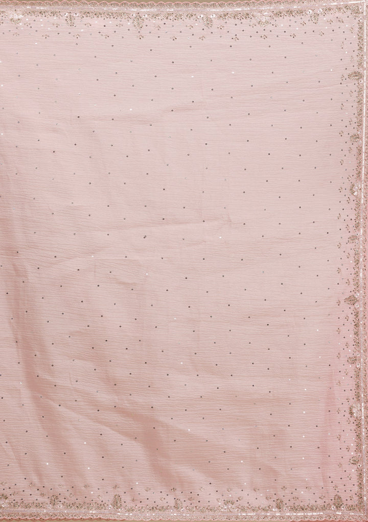 Baby Pink Cutdana Georgette Saree-Koskii