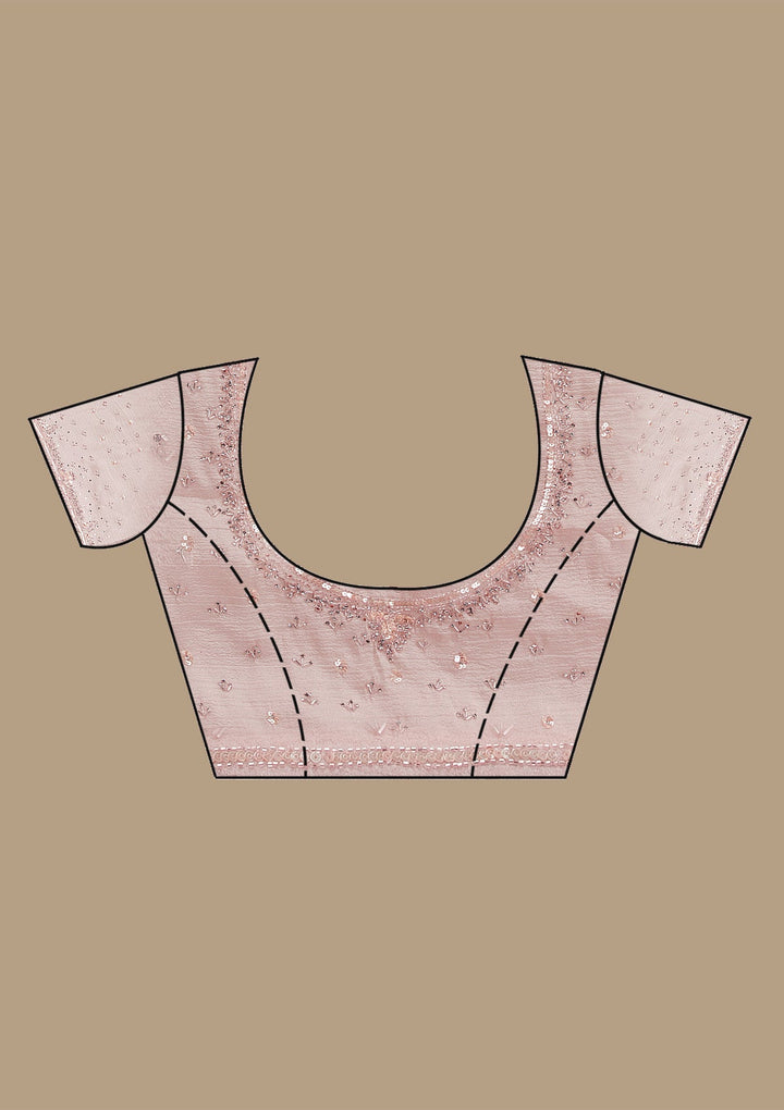 Baby Pink Cutdana Georgette Saree-Koskii