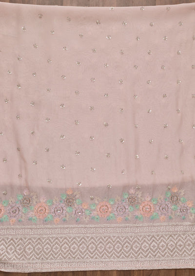 Baby Pink Cutdana Tissue Unstitched Salwar Suit-Koskii