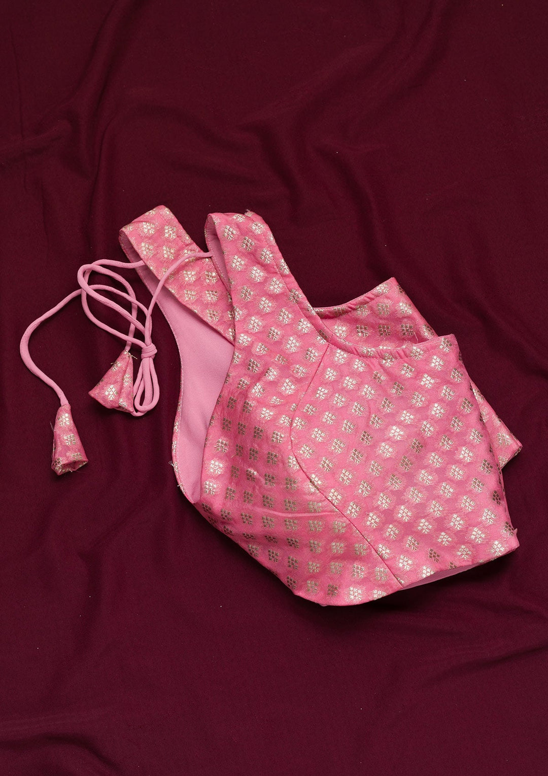 Buy Baby Pink Plain Brocade Blouse - Koskii