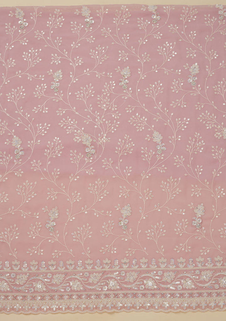 Baby Pink Sequins Georgette Unstitched Salwar Suit-Koskii