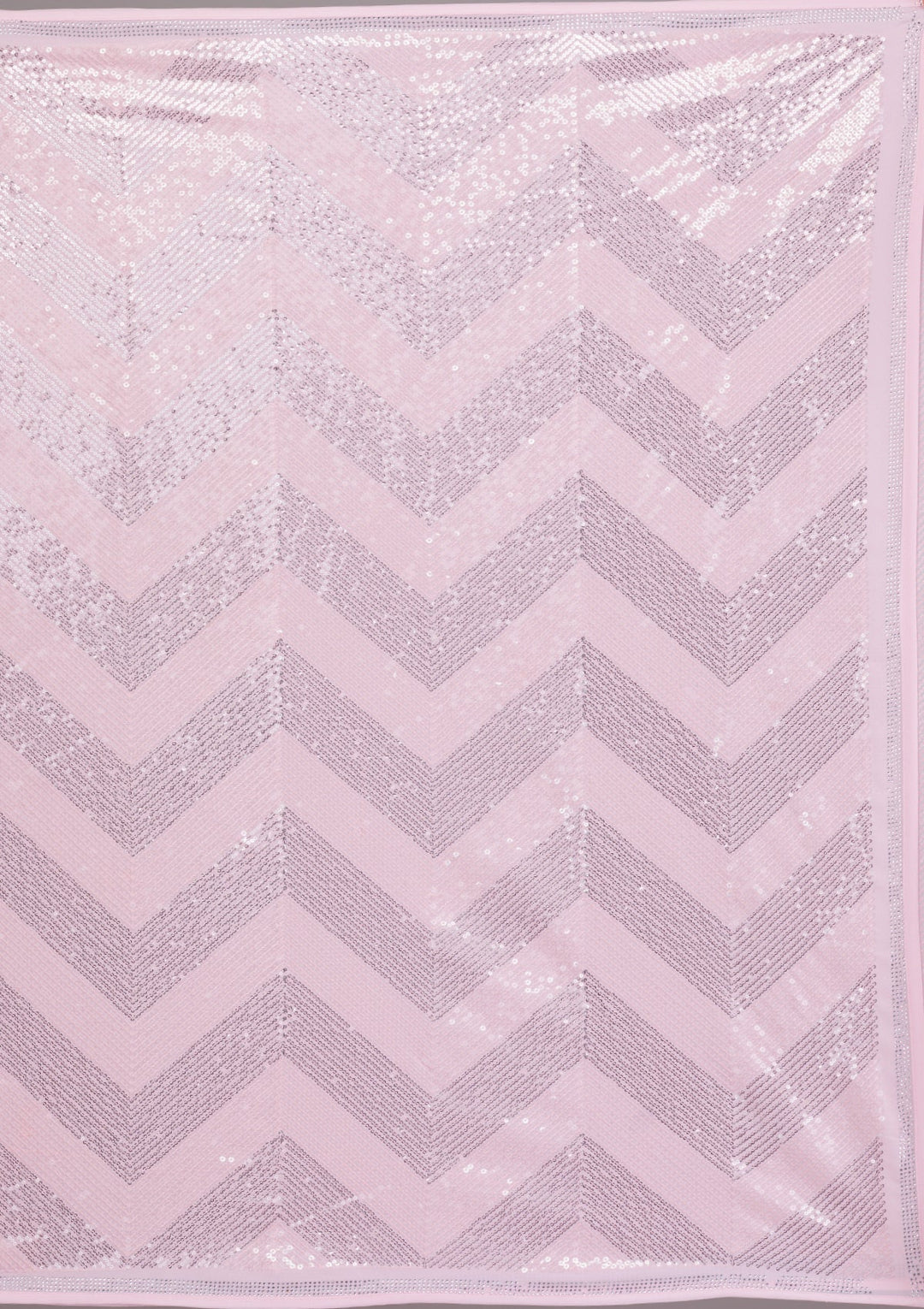Baby Pink Sequins Georgette Saree-Koskii