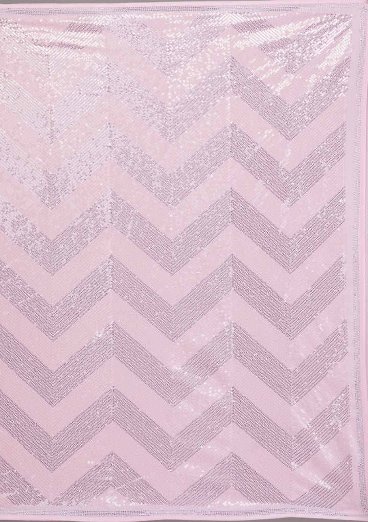 Baby Pink Sequins Georgette Saree-Koskii