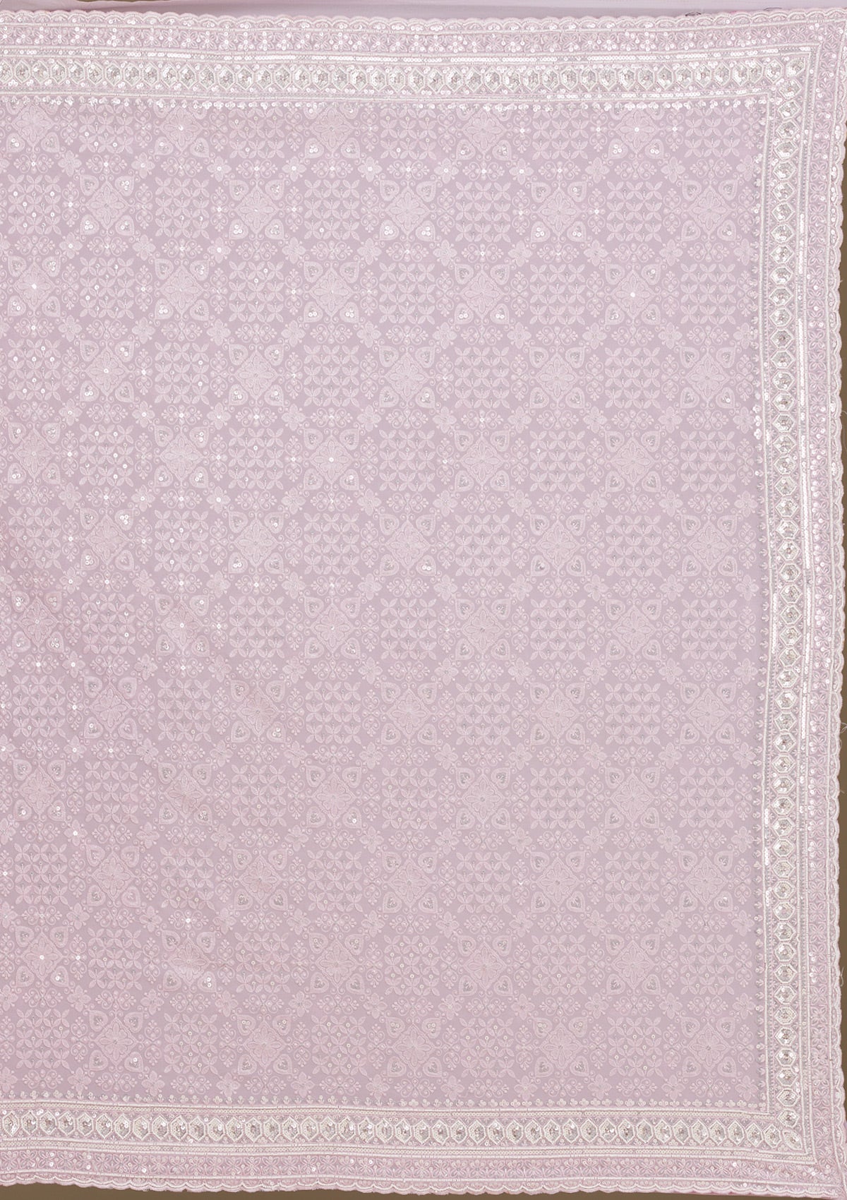 Baby Pink Sequins Georgette Saree-Koskii