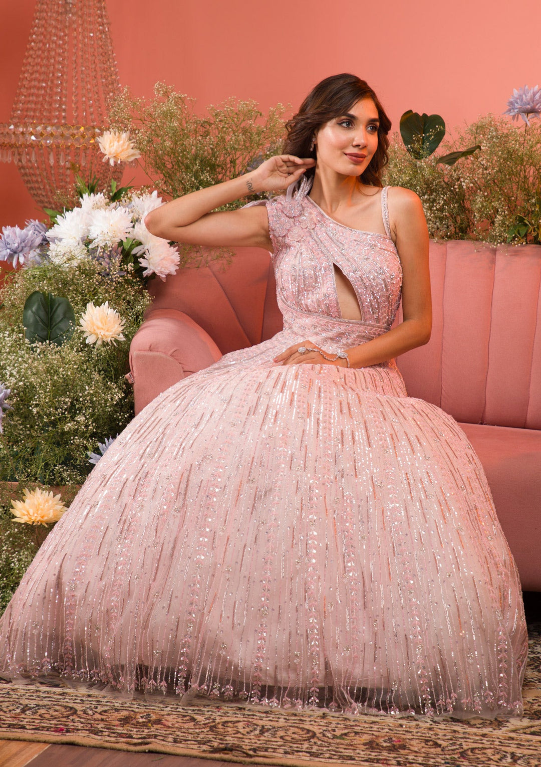 net pink dress Buy Onion Pink Sequins Net Gown