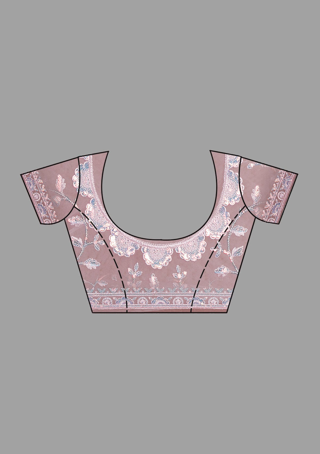 Baby Pink Sequins Tissue Saree-Koskii