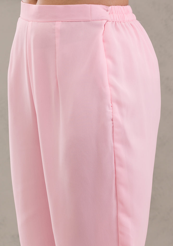 Baby Pink Threadwork Georgette Readymade Salwar Kameez