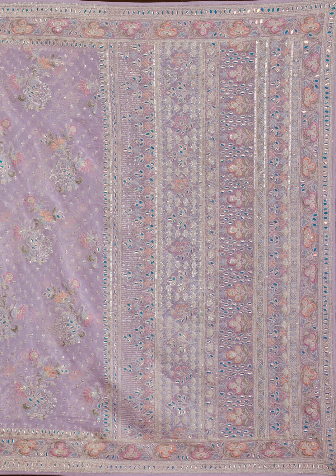 Baby Pink Threadwork Georgette Saree-Koskii