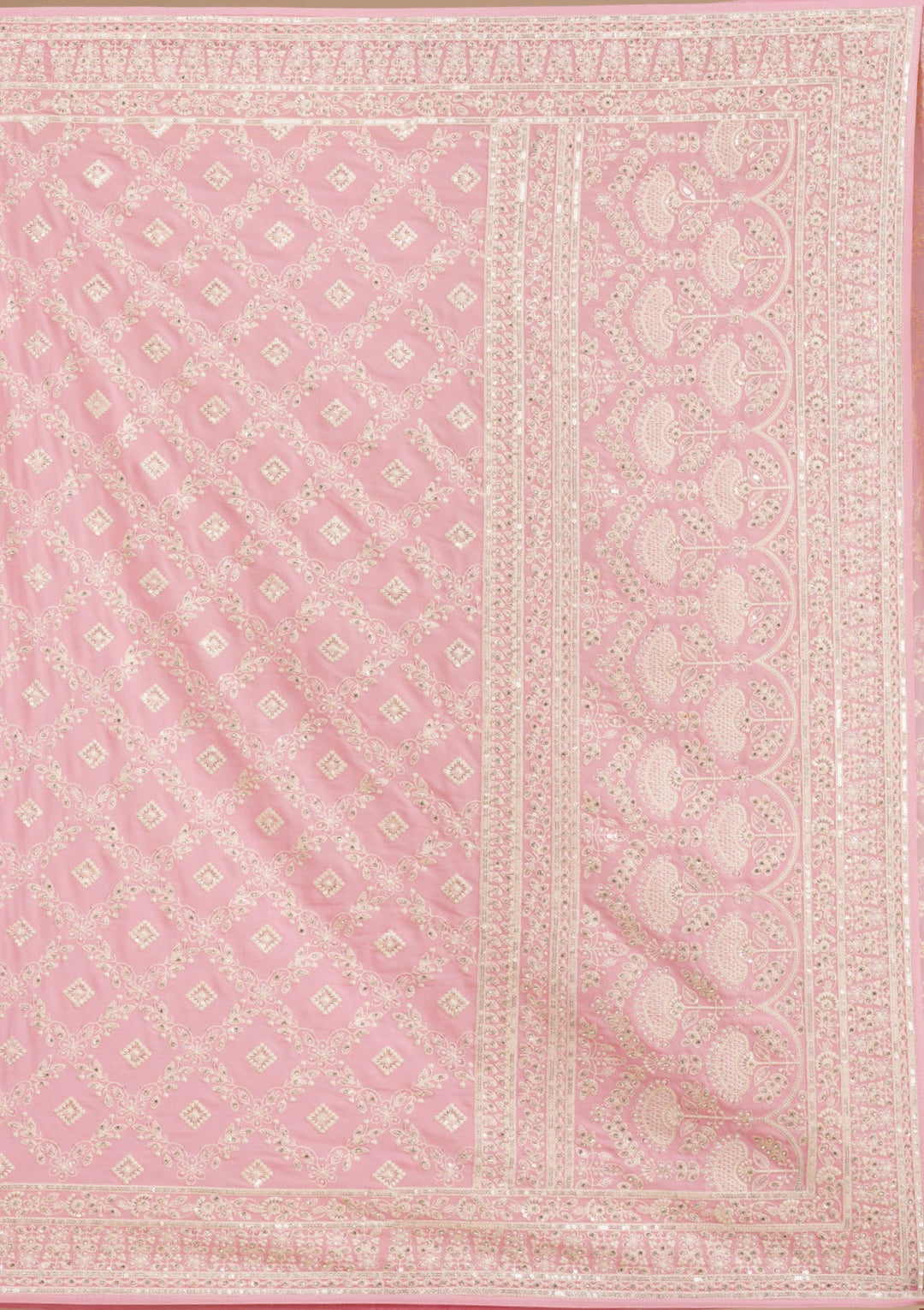Baby Pink Threadwork Georgette Saree-Koskii
