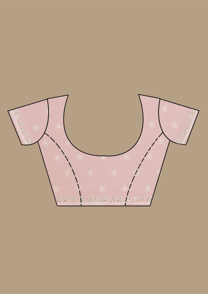 Baby Pink Threadwork Georgette Saree-Koskii