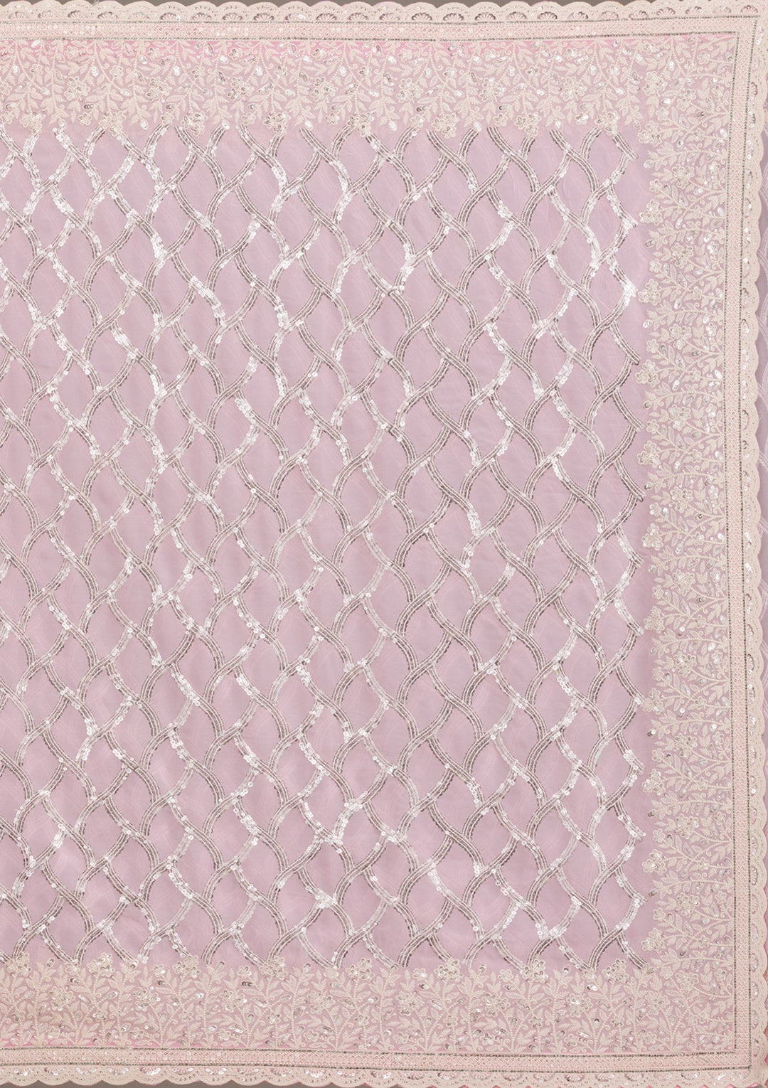 Baby Pink Threadwork Georgette Saree-Koskii