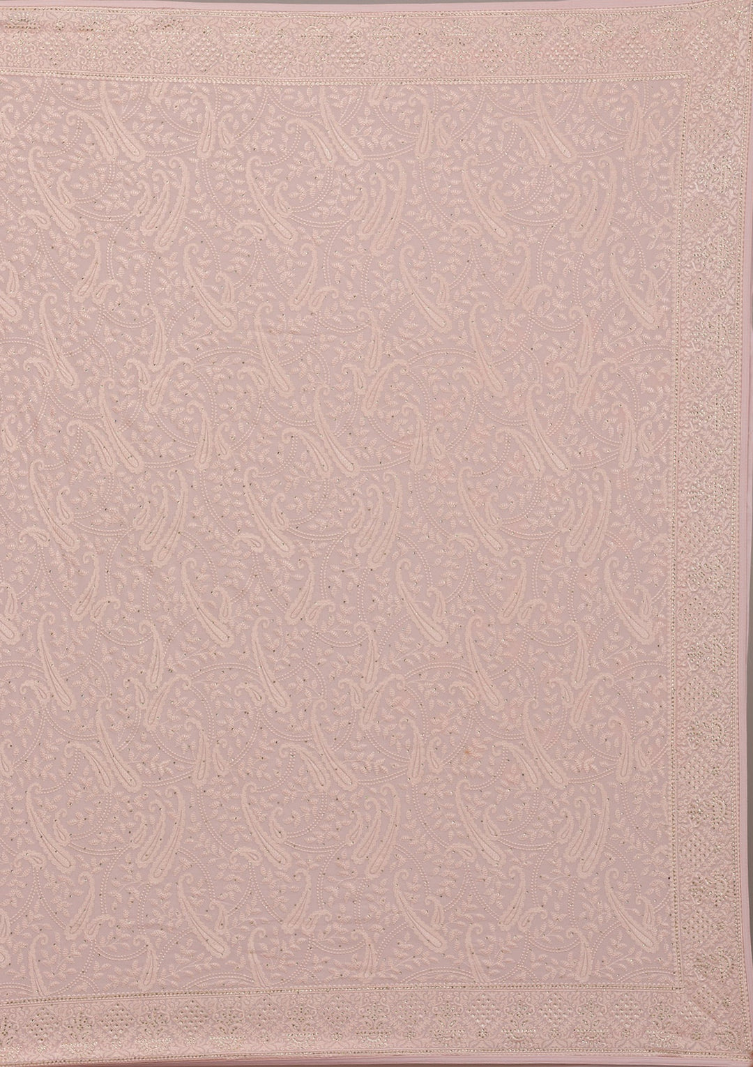Baby Pink Threadwork Tissue Saree-Koskii