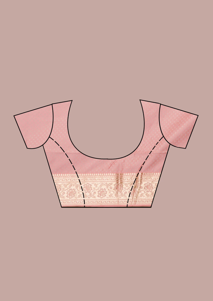 Baby Pink Zariwork Art Silk Saree-Koskii