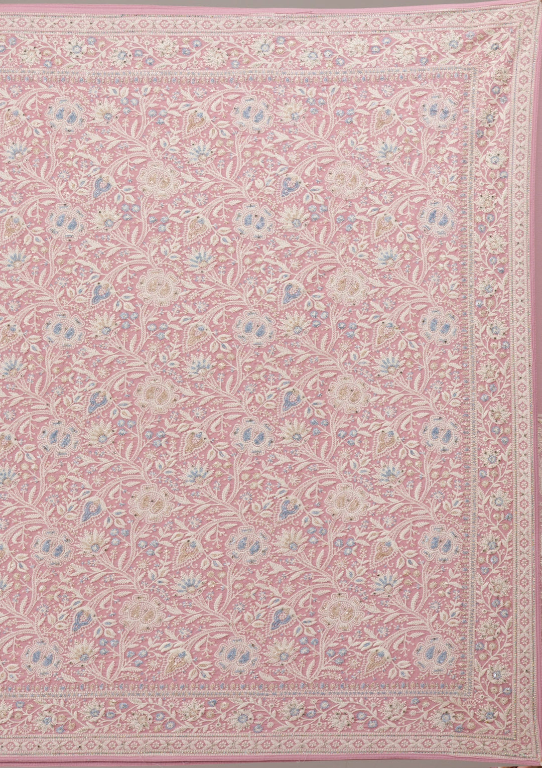 Baby Pink Zariwork Georgette Saree-Koskii