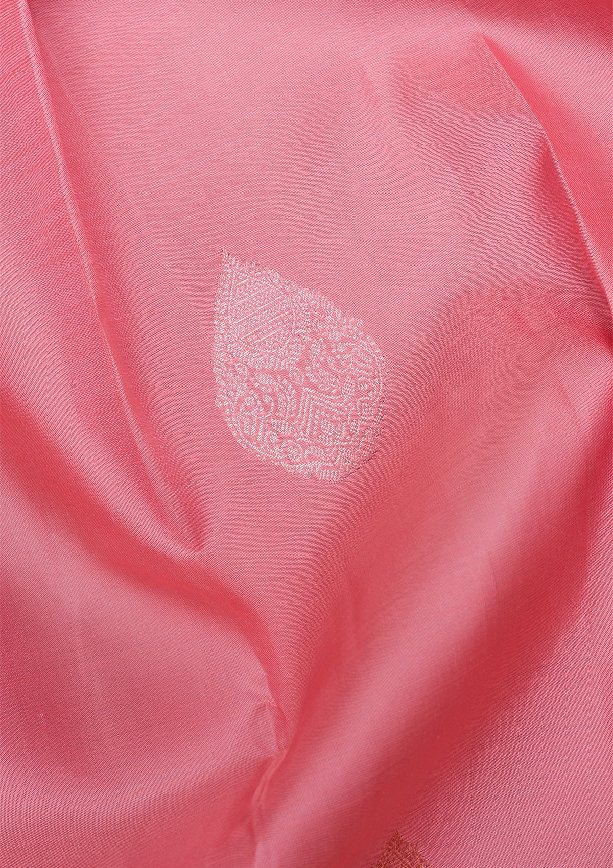 Baby Pink Gold and Silver Zariwork Pure Silk Saree - Koskii