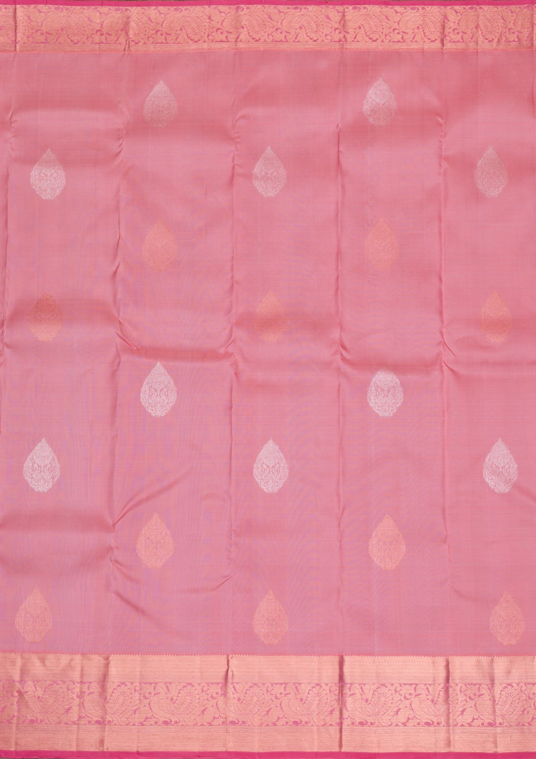 Baby Pink Gold and Silver Zariwork Pure Silk Saree - Koskii