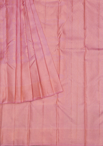 Baby Pink Copper Zariwork Pure Silk Saree - Koskii