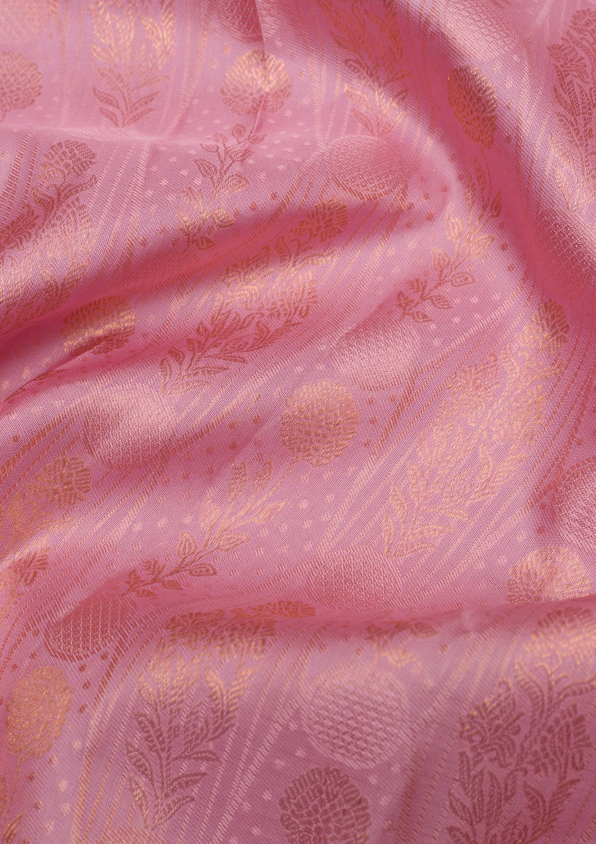 Baby Pink Copper Zariwork Pure Silk Saree - Koskii